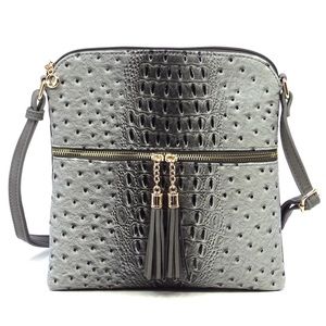 Vibrant Vegan Animal Print Crocodile Leather Crossbody Handbag